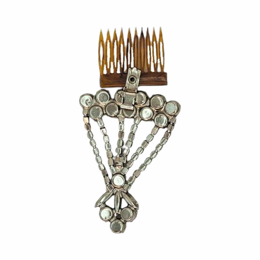 1940s Vintage Diamante Fan-Shaped Rhinestone Hair Comb