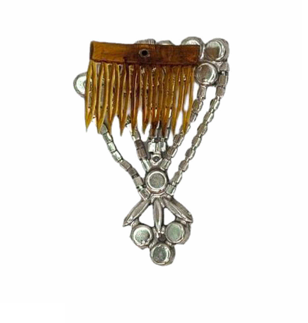 1940s Vintage Diamante Fan-Shaped Rhinestone Hair Comb