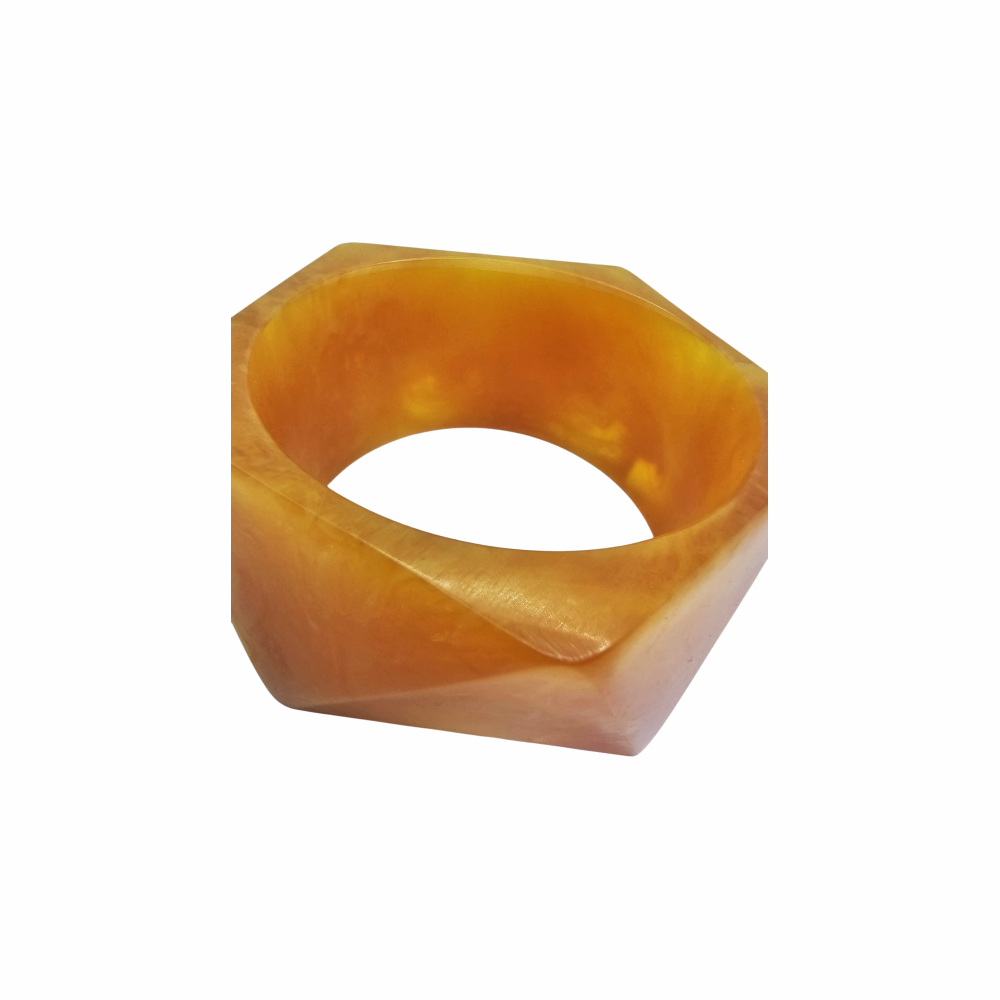 1960-70s Marbled Lucite Triangle-Faceted Stackable Bangle