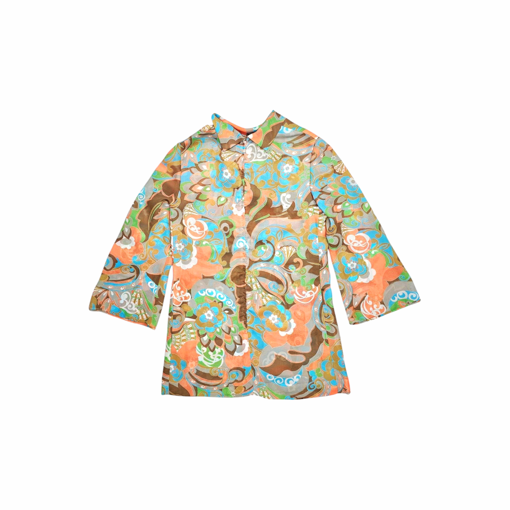 Vintage 1970s Multicolour Tunic with Jabot