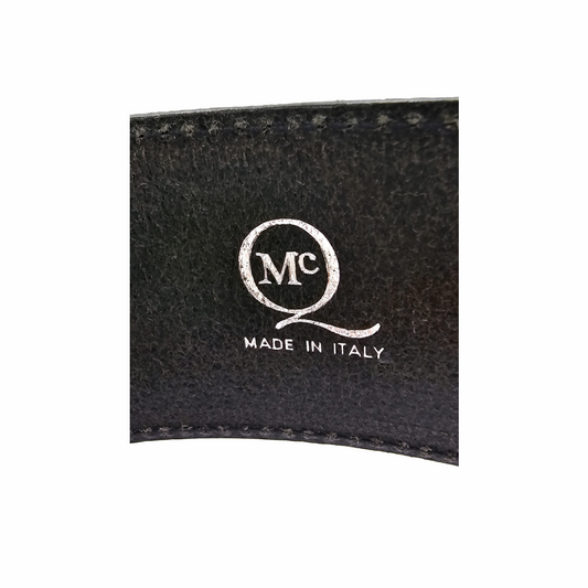 Leather Wide Belt with Silver Buckle, Zipper Pocket & Chain Detail - Alexander McQueen