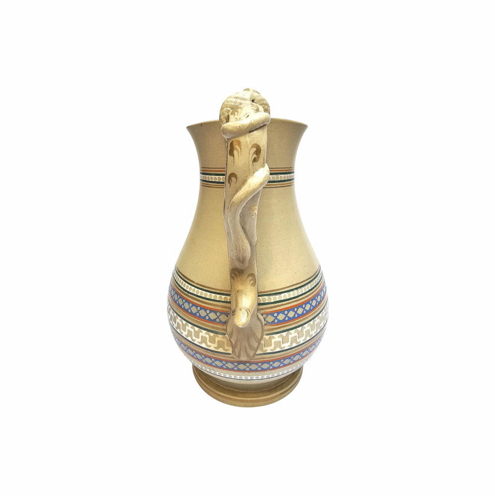 Antique Victorian "Patent Mosaic" Buff Stoneware Jug with a Snake decorated Handle- - Dudson Pottery Company - Re:Velvet