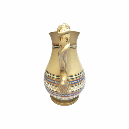 Antique Victorian "Patent Mosaic" Buff Stoneware Jug with a Snake decorated Handle- - Dudson Pottery Company - Re:Velvet
