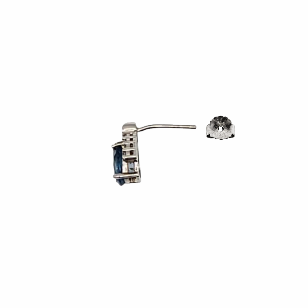 Teardrop Aquamarine and Crystal CZ Sterling Silver Stud Earrings - Apart