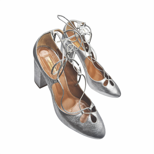 Silver Lace-Up Pumps - Aquazzura - Re:Velvet