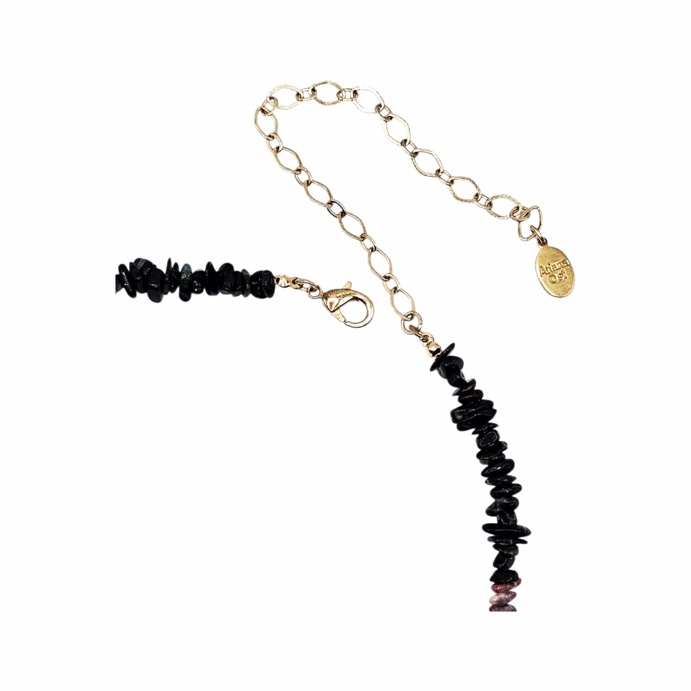 Amara Semi Precious Gemstones Strand and Encaged Pyrite Pendant - Ariana Ost