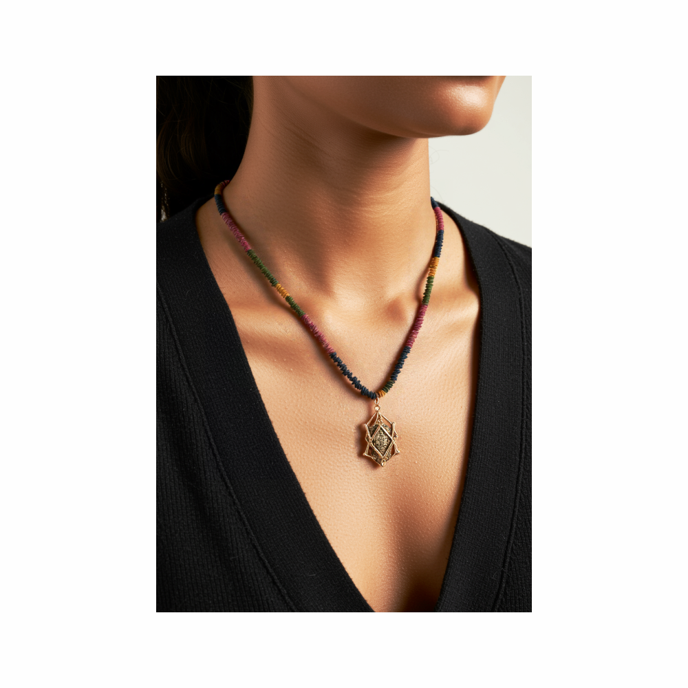 Amara Semi Precious Gemstones Strand and Encaged Pyrite Pendant - Ariana Ost
