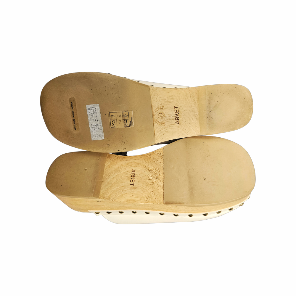 Vachetta Leather Wooden Sole Studded Clogs - Arket
