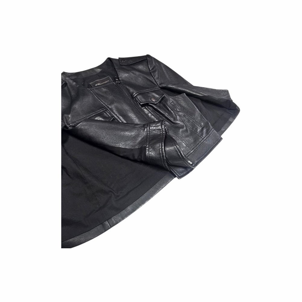 Cropped Faux-Leather Biker Cape Jacket - BCBG Max Azria