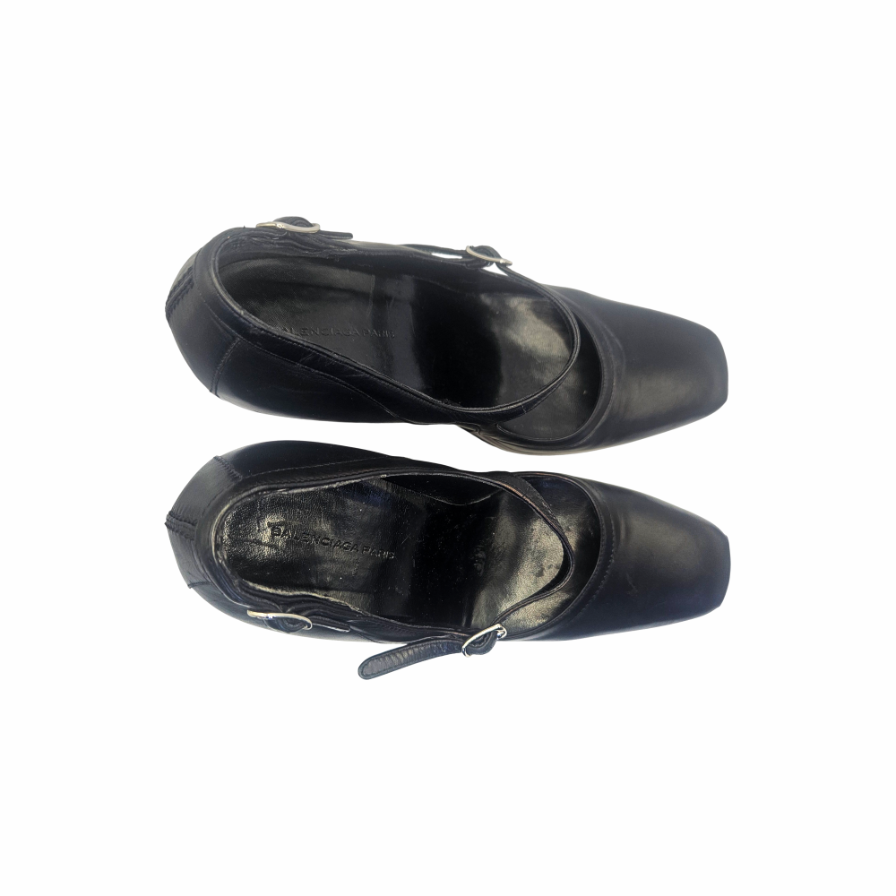 FW 2006 Black Leather Mary Jane Platform Heels - Balenciaga by Nicolas Ghesquière - Re:Velvet