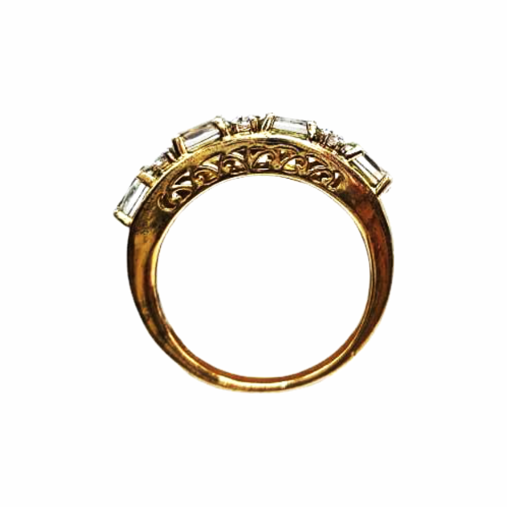 Gold-Plated Sterling Silver Gemstone Band Ring with Mixed Stones