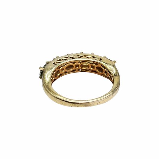 Gold-Plated Sterling Silver Gemstone Band Ring with Mixed Stones