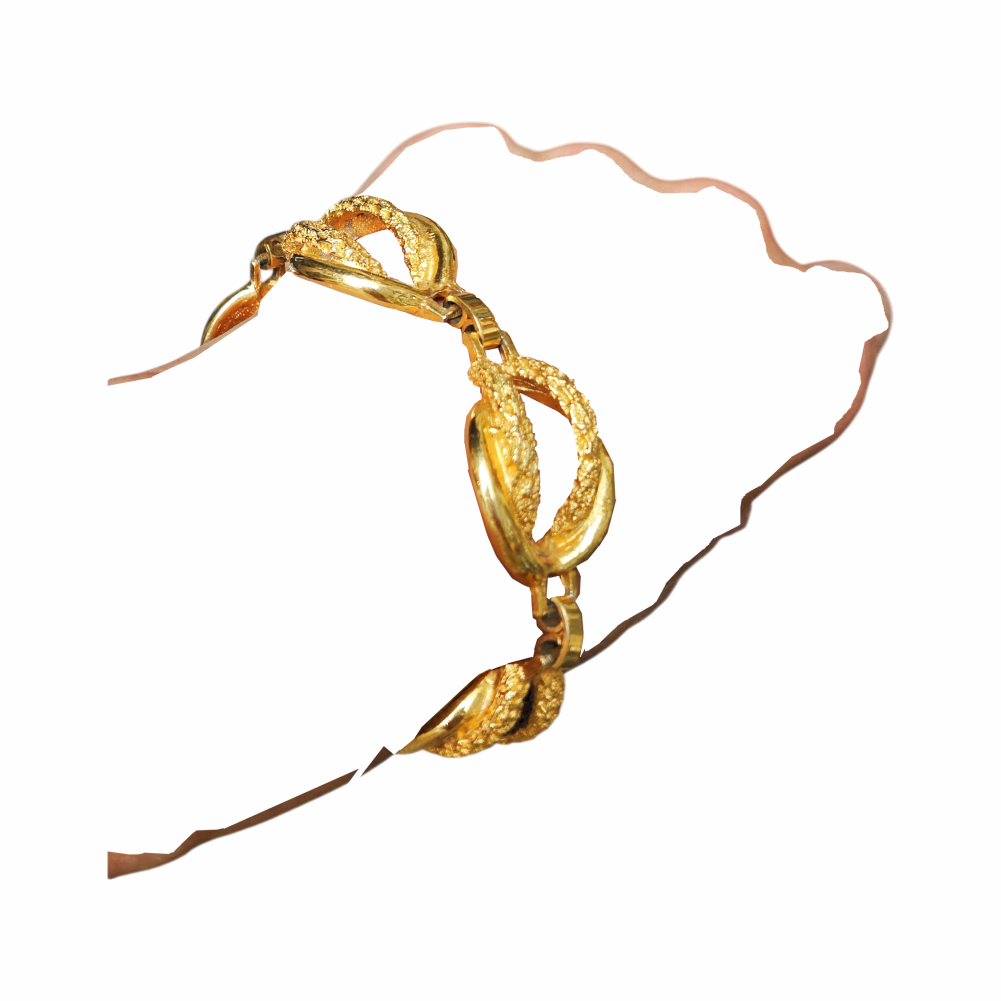 Vintage Gold-Tone Textured Oval Link Bracelet - Re:Velvet