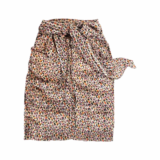 Draped Multicolour Print Skirt with Knotted Belt - Ba&h