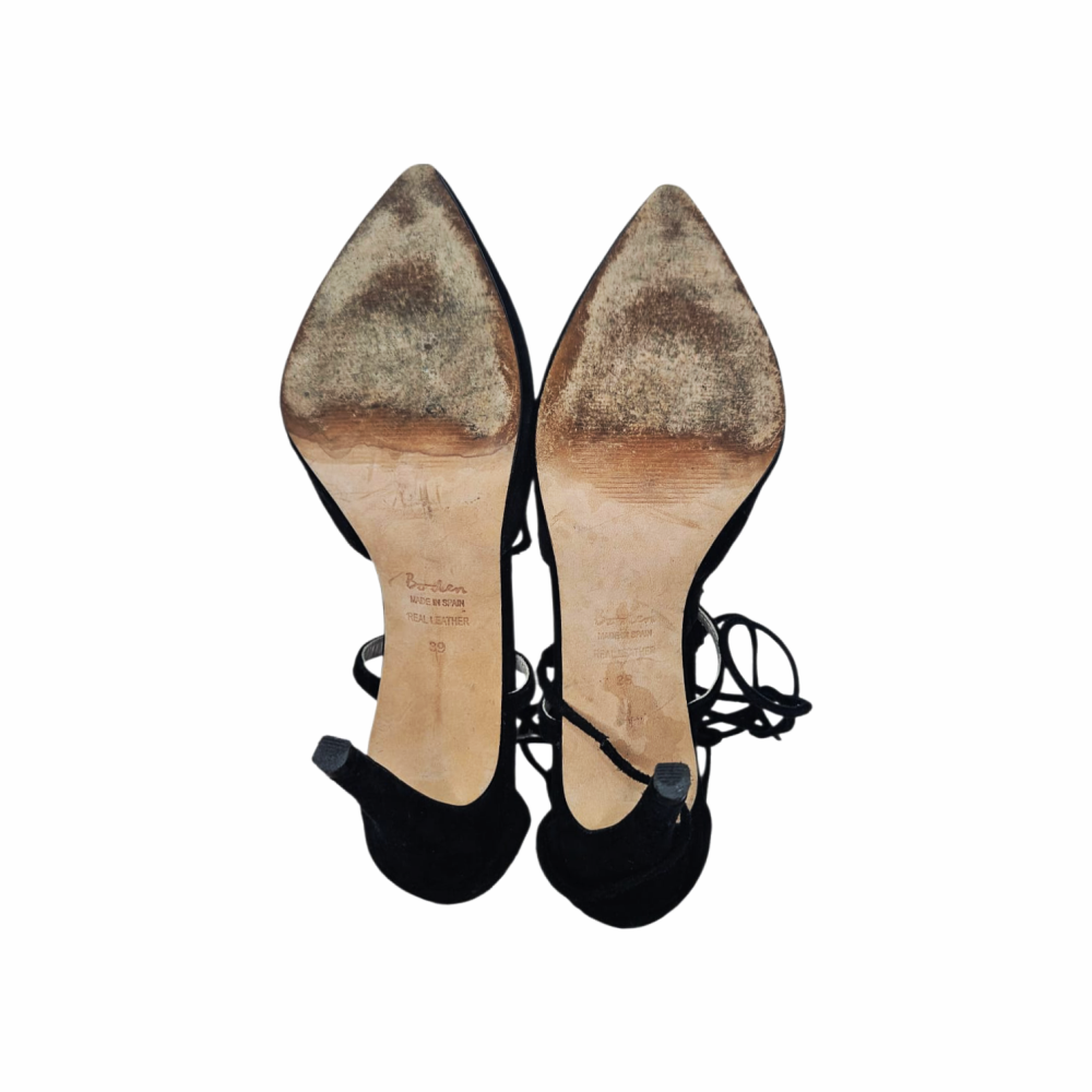 Lily Black Suede Lace-Up Tassel Pumps - Boden - Re:Velvet