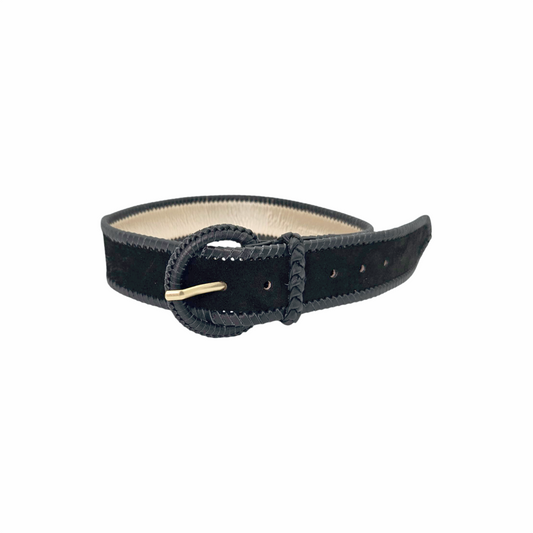 Wide Suede and Leather Belt - Boden