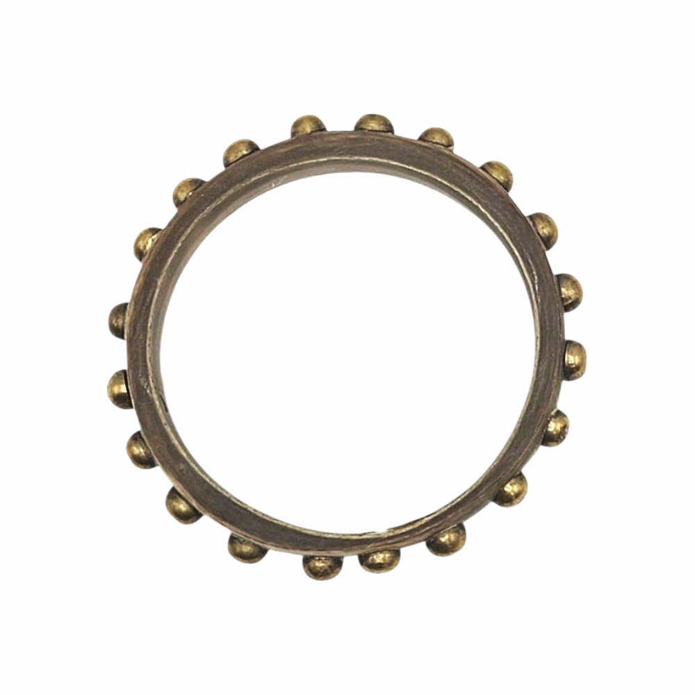 Vintage Tribal Style Bone Bangle with Brass Stud Inlays