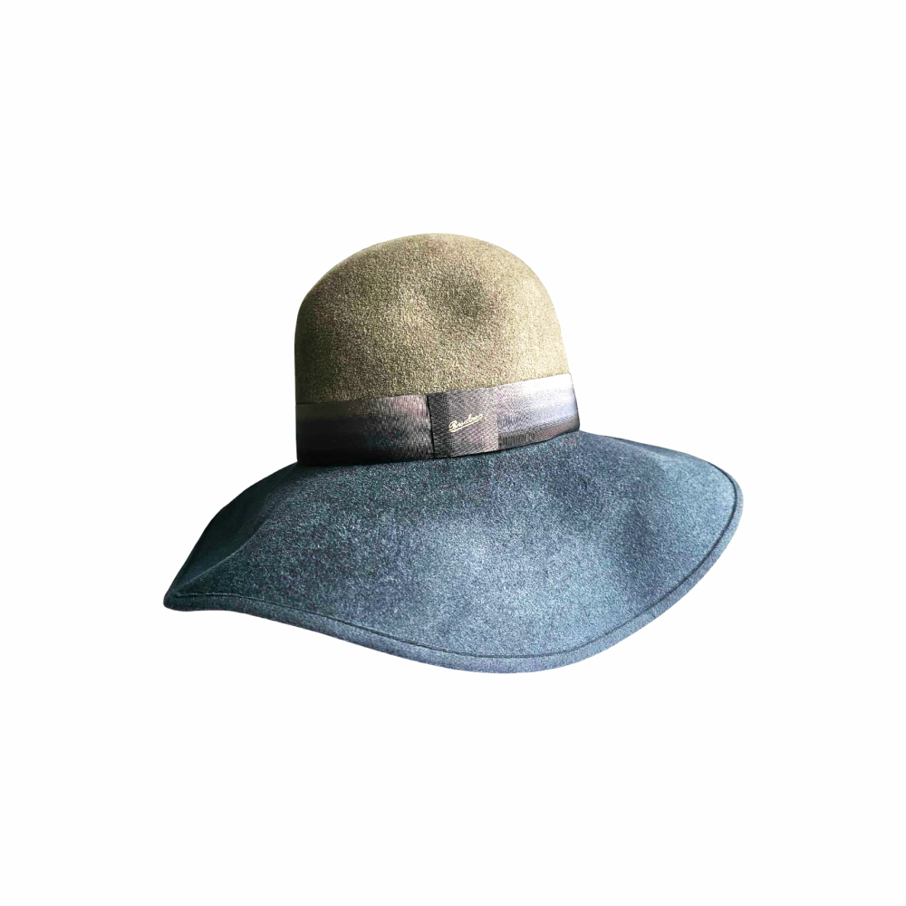 Dual Colours Wide Brim Eleanora Brushed Felt Hat - Borsalino - Re:Velvet