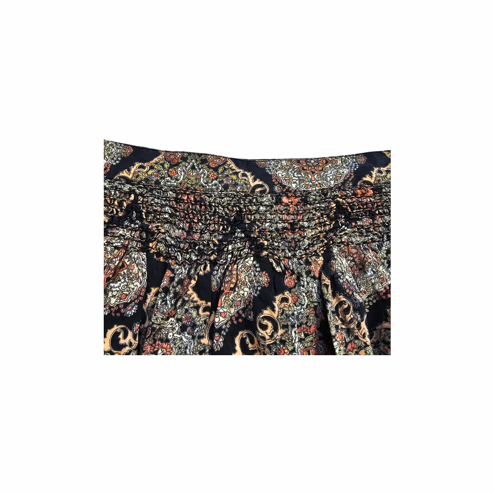 Smocked Waist Bohemian Style Silk Printed Mini Skirt – By TiMo