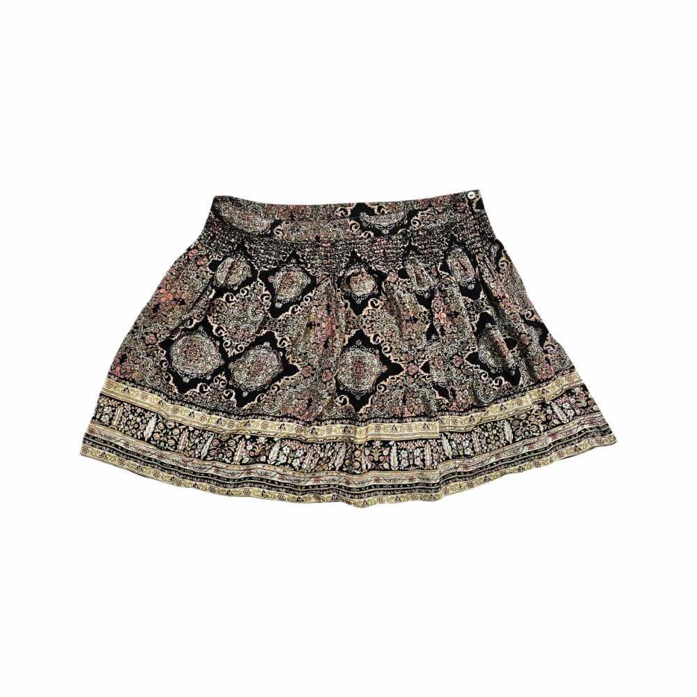 Smocked Waist Bohemian Style Silk Printed Mini Skirt – By TiMo