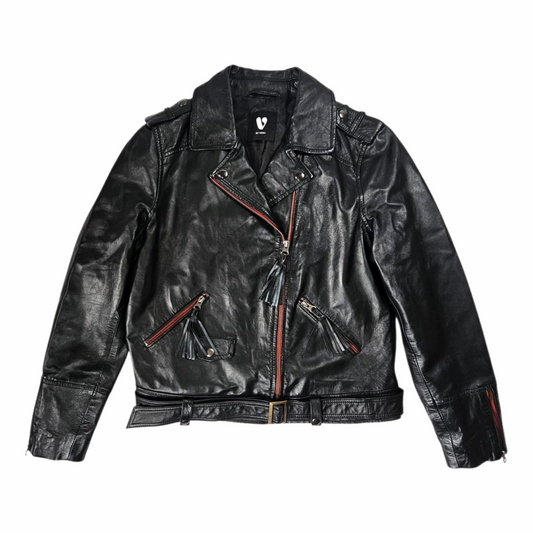 Leather Biker Jacket with Tassel Zips - by Very