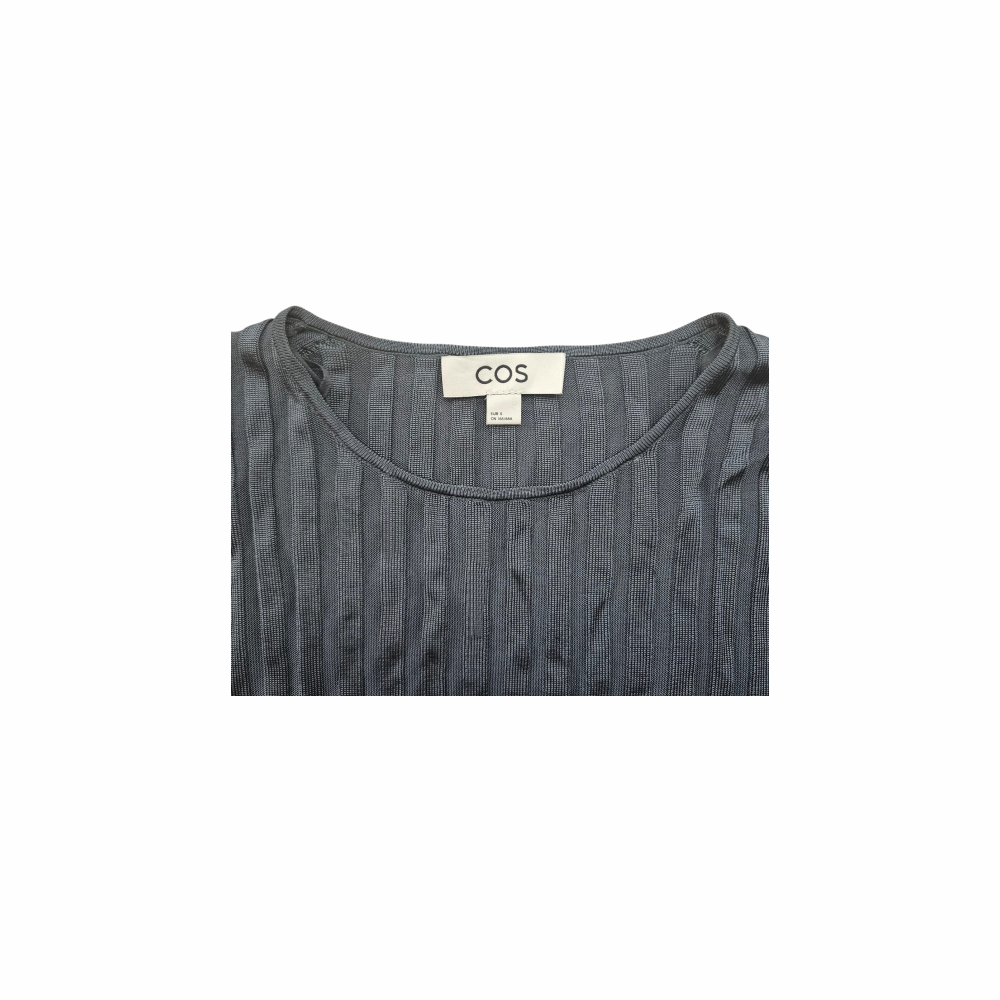 Round Neck Rib Knit Split open Cuffs Top - COS
