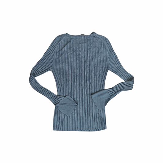 Round Neck Rib Knit Split open Cuffs Top - COS