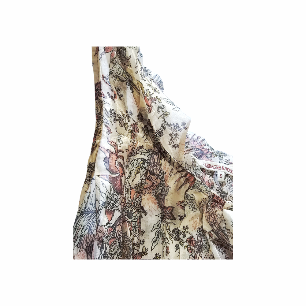 Silk Maxi Dress in Antique Floral - Cabbages & Roses