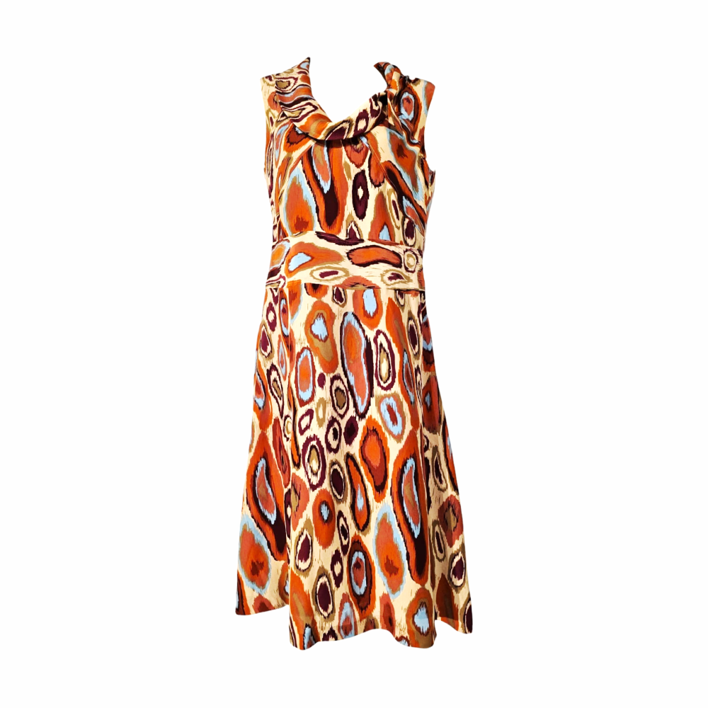 Silk Ikat Print Dress 1960s Inspired Style -Cacharel - Re:Velvet