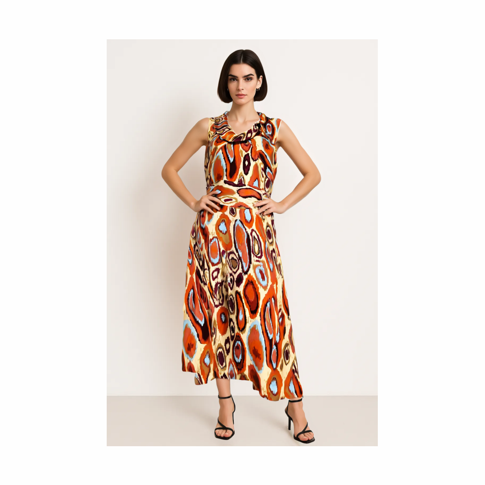 Robe en soie à imprimé ikat, style années 60 - Cacharel