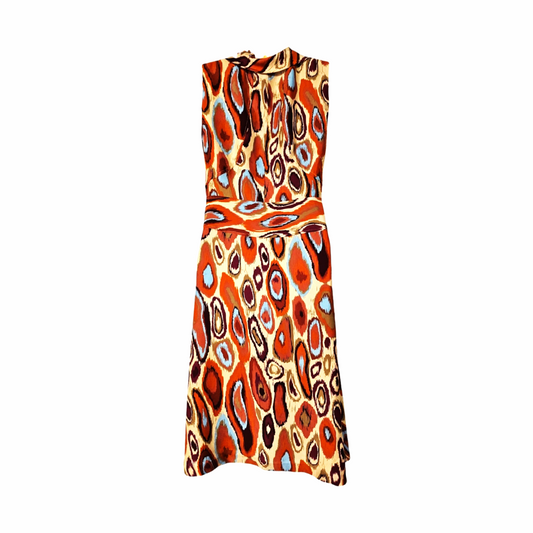 Silk Ikat Print Dress 1960s Inspired Style -Cacharel - Re:Velvet