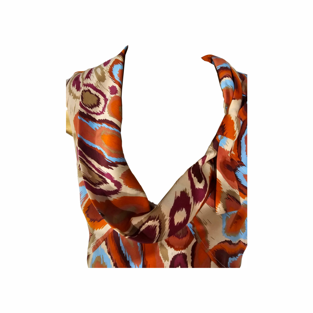 Silk Ikat Print Dress 1960s Inspired Style -Cacharel - Re:Velvet