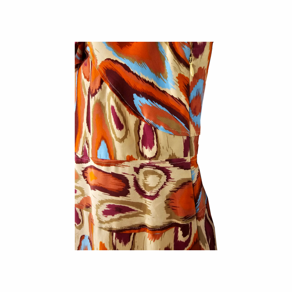 Silk Ikat Print Dress 1960s Inspired Style -Cacharel - Re:Velvet