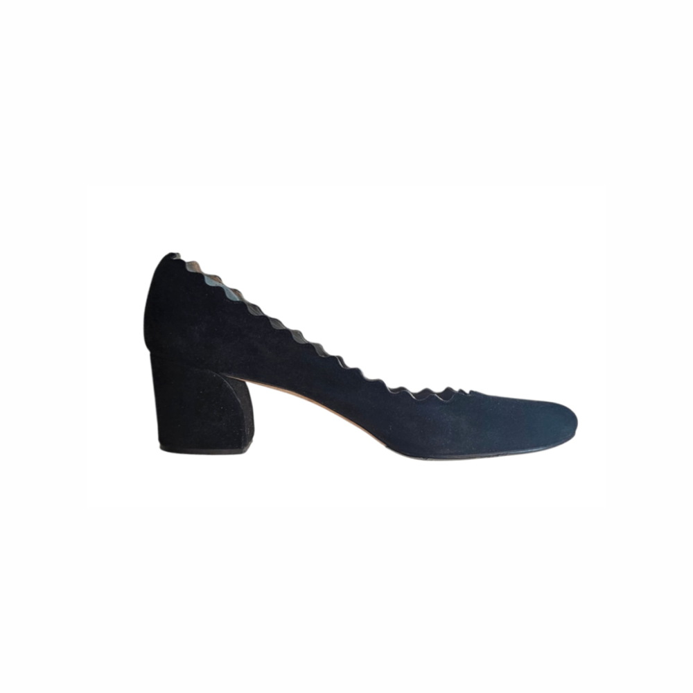Suede Patent Scalloped Trim Heels - Chloé - Re:Velvet