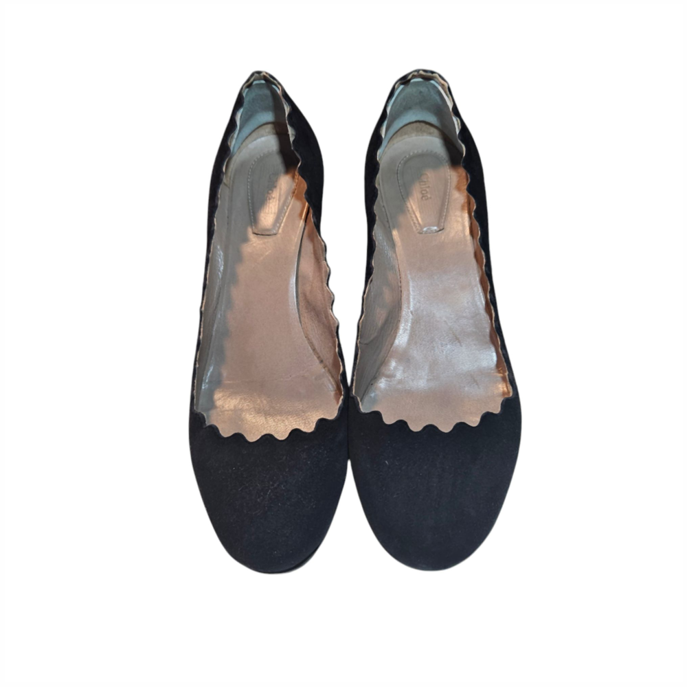 Suede Patent Scalloped Trim Heels - Chloé - Re:Velvet