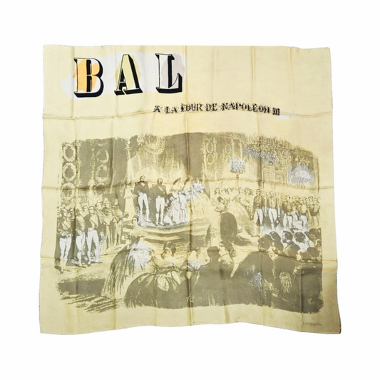 Vintage 60s 90cm Square Silk "Bal" Scarf - Christian Dior