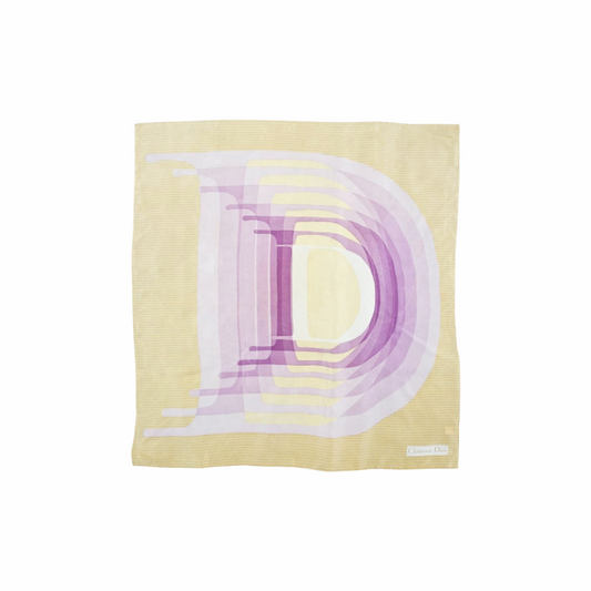 Vintage 80s 90cm Square Silk "Graphic D" Scarf - Christian Dior