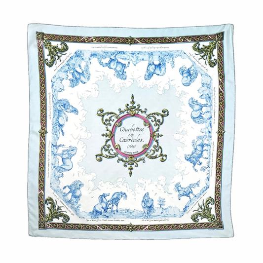 90cm Carré - “Courbettes et Cabrioles” Silk Scarf (1654) by Jean-Louis Façonnet"- Hermès