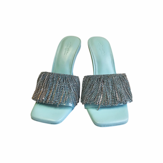 Rhinestones Fringe Embellished Heeled Open toe Mules - Cult Gaïa - Re:Velvet