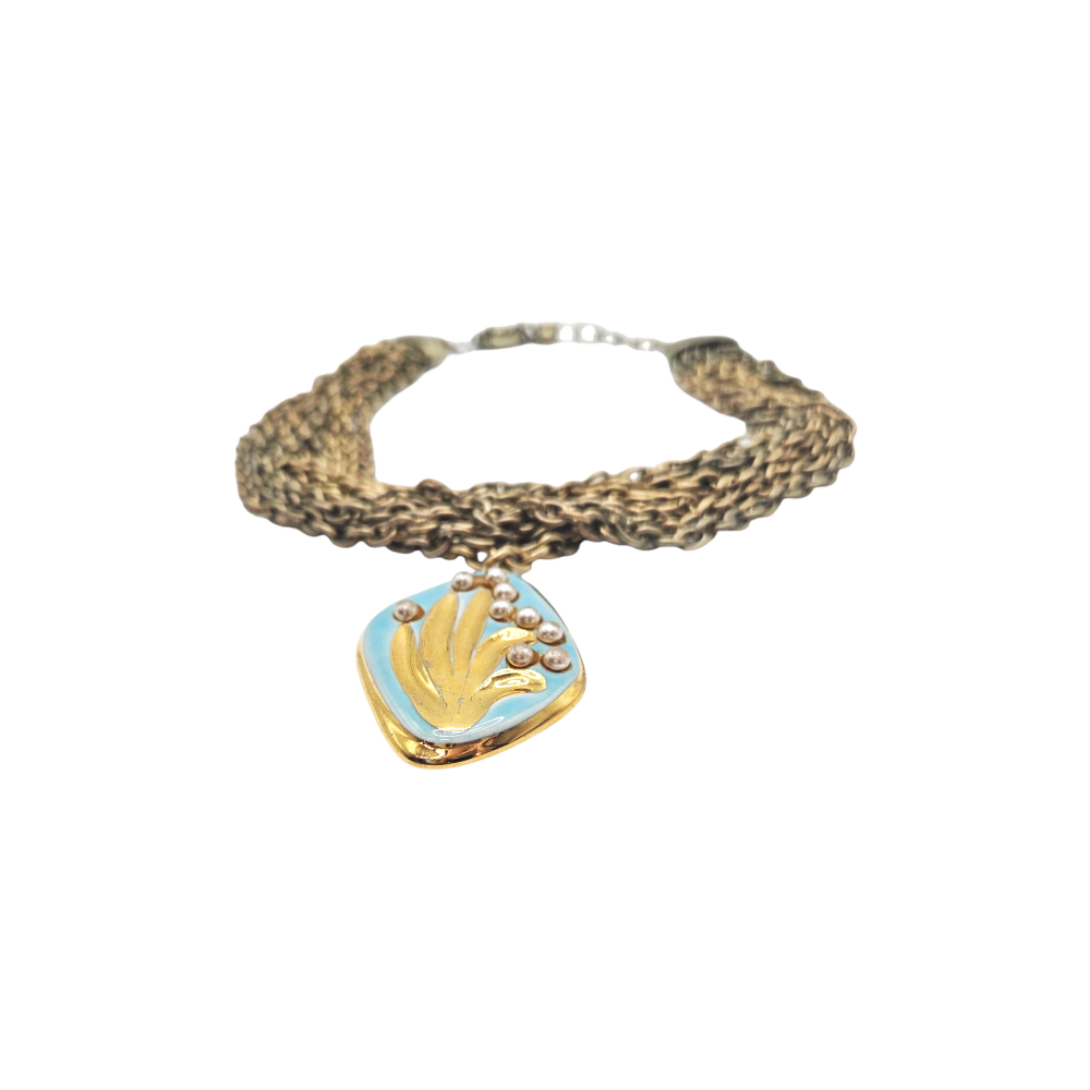Customised Multi-Strand Chain Necklace with Ceramic Pendant