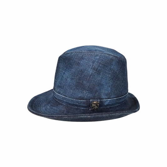 Side-Sweep Trilby Hat in Denim - Philip Treacy - Re:Velvet