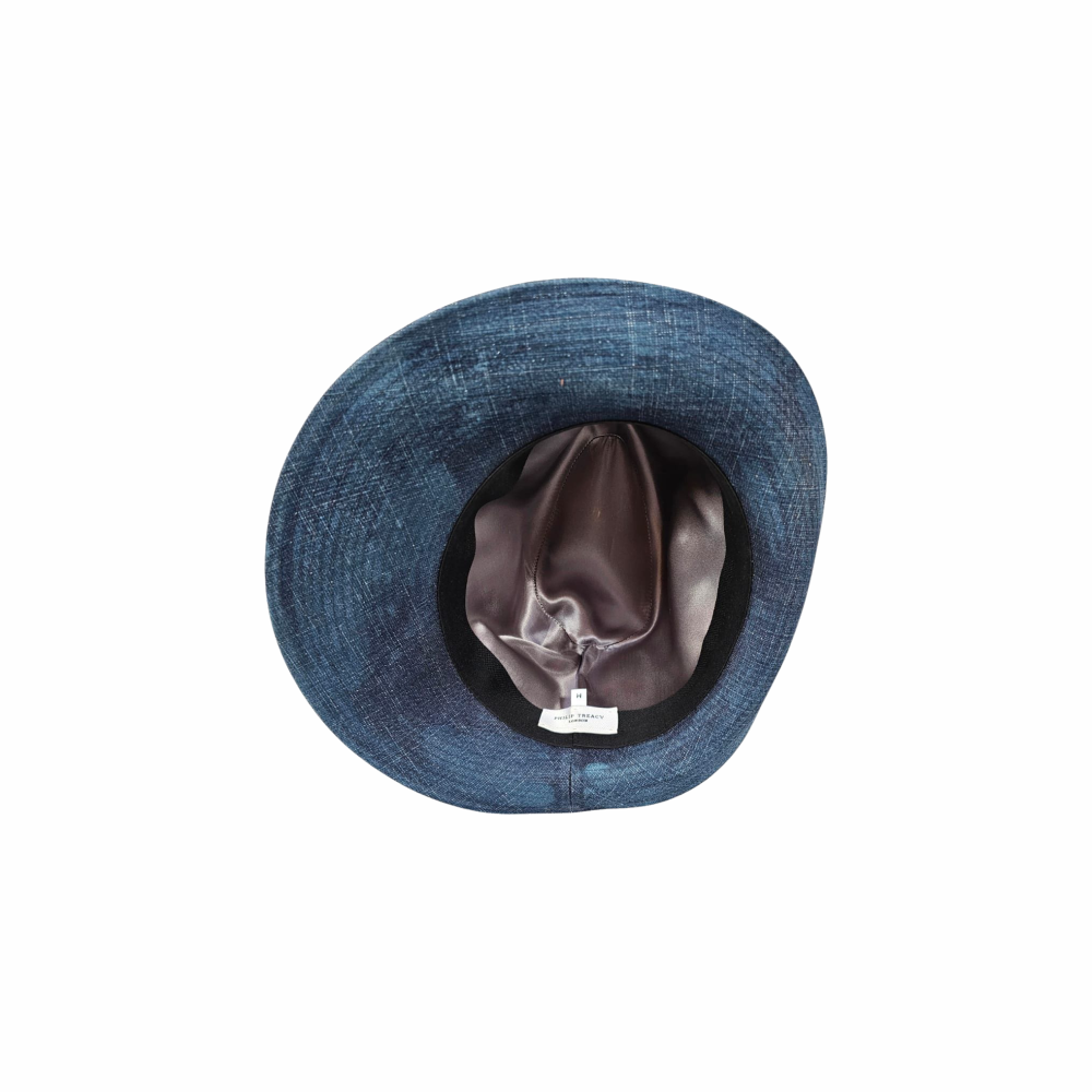 Side-Sweep Trilby Hat in Denim - Philip Treacy - Re:Velvet