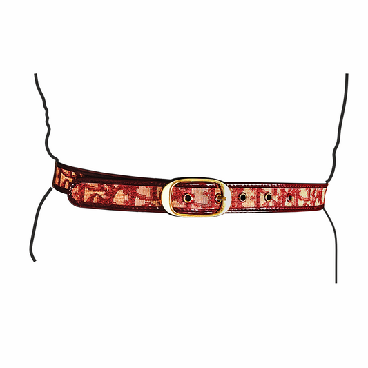 Vintage 80-90s Burgundy Oblique Monogram Belt - Christian Dior - Re:Velvet
