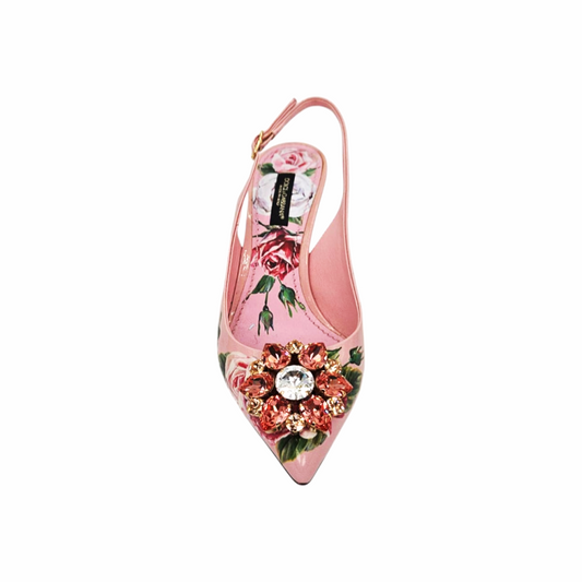Print and Jewels Sling back Pumps - Dolce & Gabbana