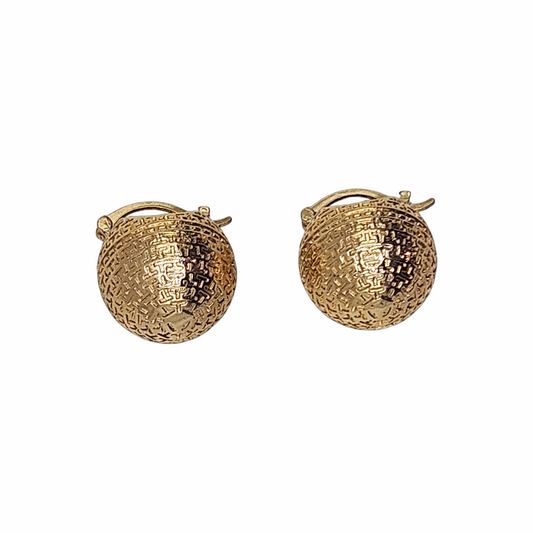 1980s Gold-Tone Textured Domed Hoop Earrings - Re:Velvet