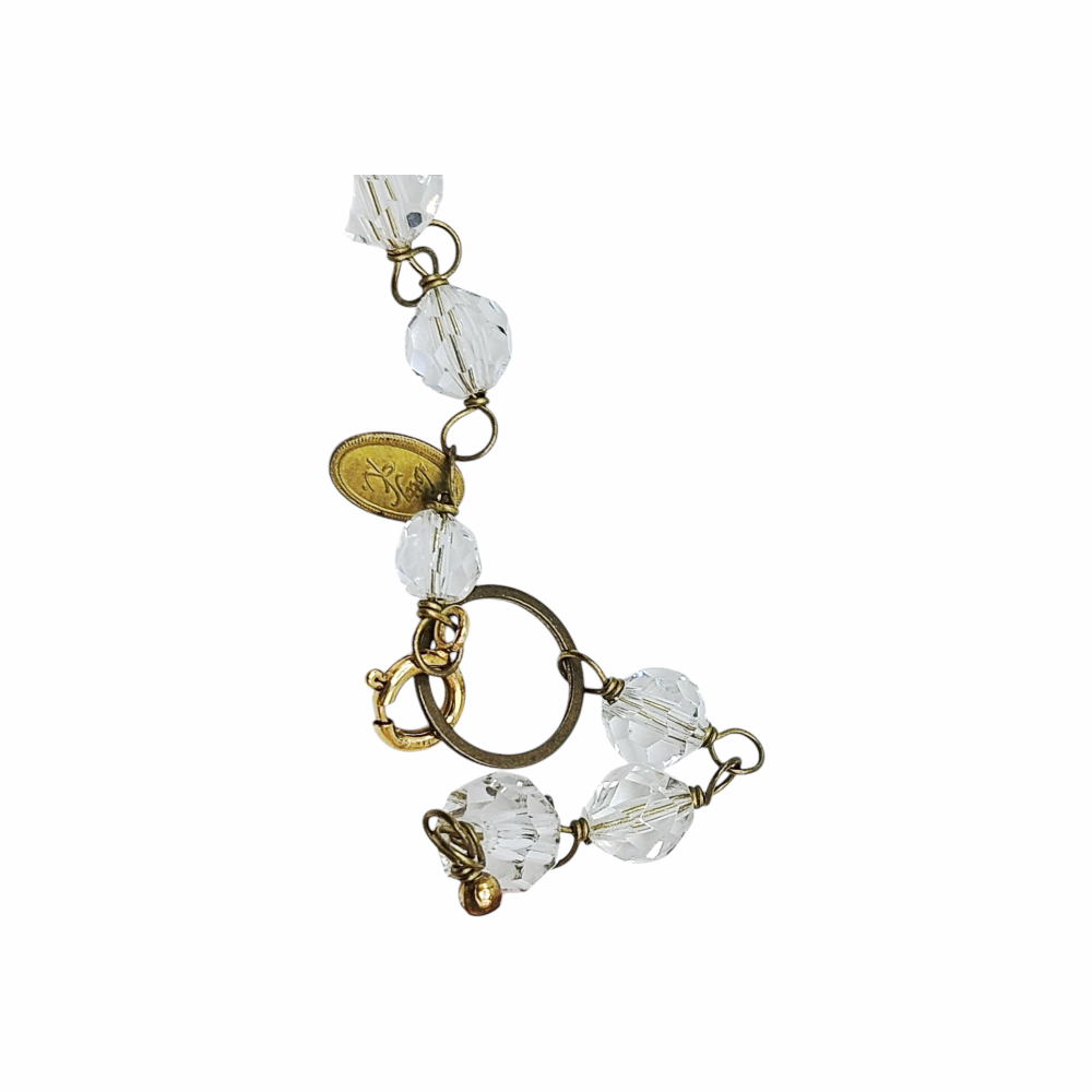 Long Glass Bead and Metal Bow embellishment Opera necklace - Dotty K