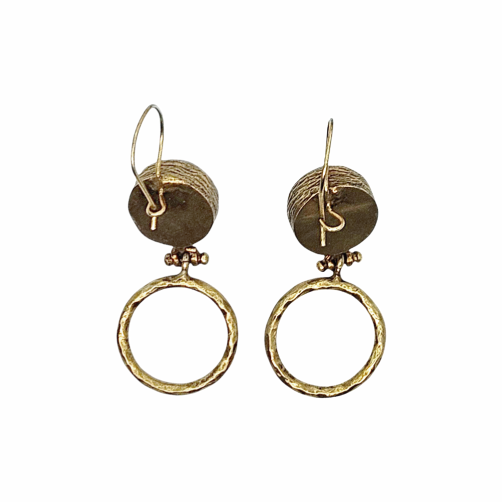 Amethyst Metal Drop Earrings with Hoops