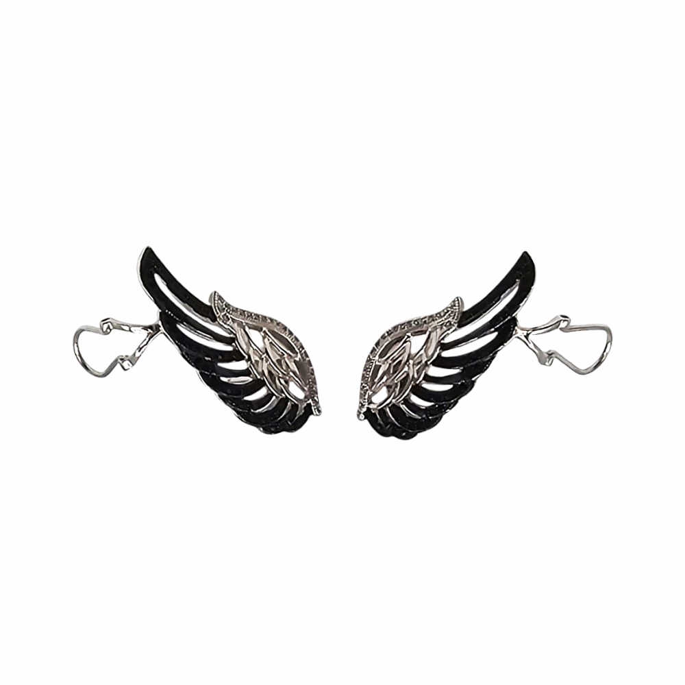 Dual-Tone Wing Rhinestone Climber Earrings