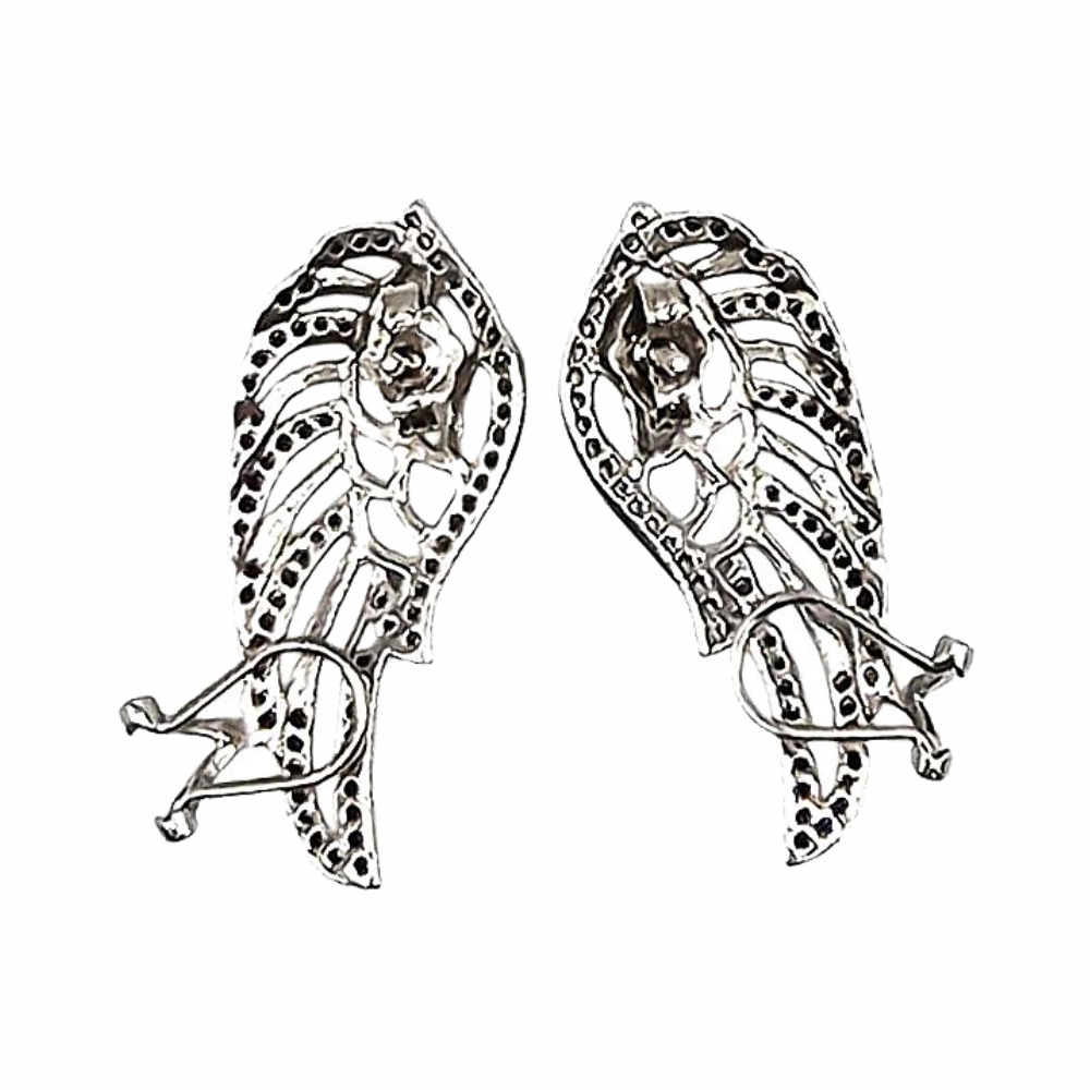 Dual-Tone Wing Rhinestone Climber Earrings