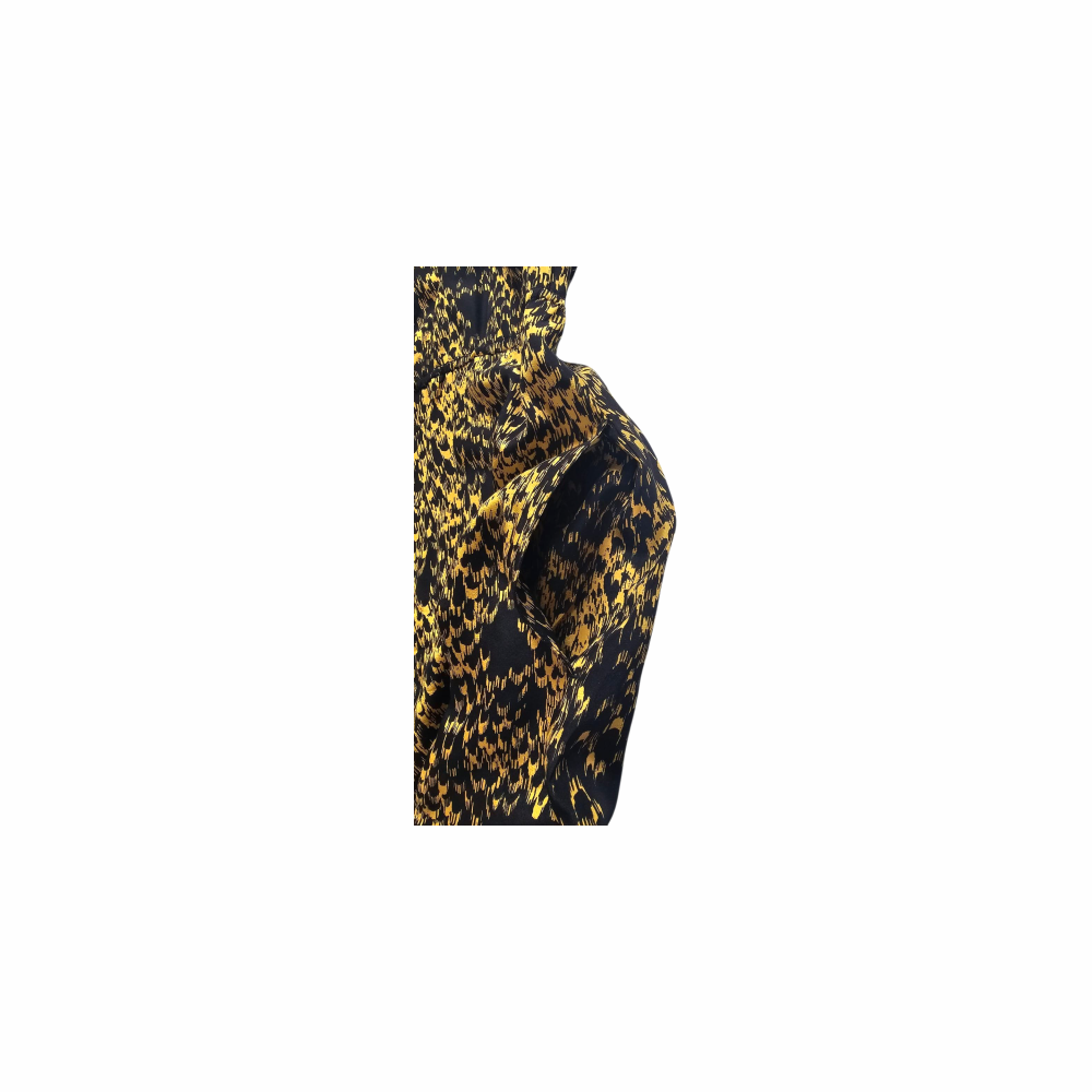 Lace Adorned Camouflage Slip On Silk Dress -Ecoté